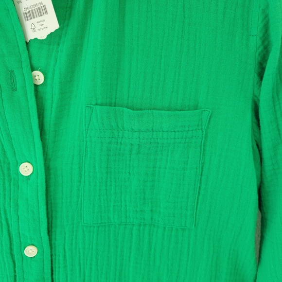 J Crew 100% Cotton NWT Double Gauze Button Up Shirt Kelly Green Sz M - Picture 5 of 10